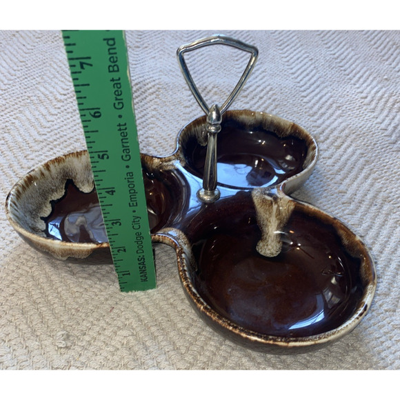 Vintage Pfaltzgraff #350 Brown Drip Glaze Ceramic American Relish Dish USA - Picture 3 of 8
